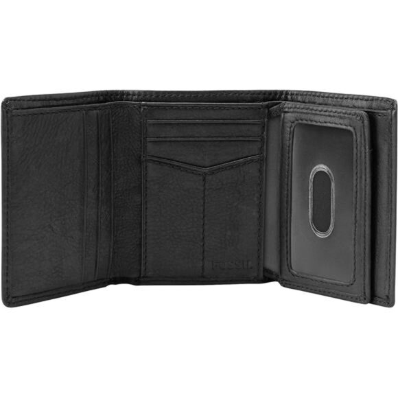 Men\'s Ingram Leather Trifold with ID Window Wallet, Black